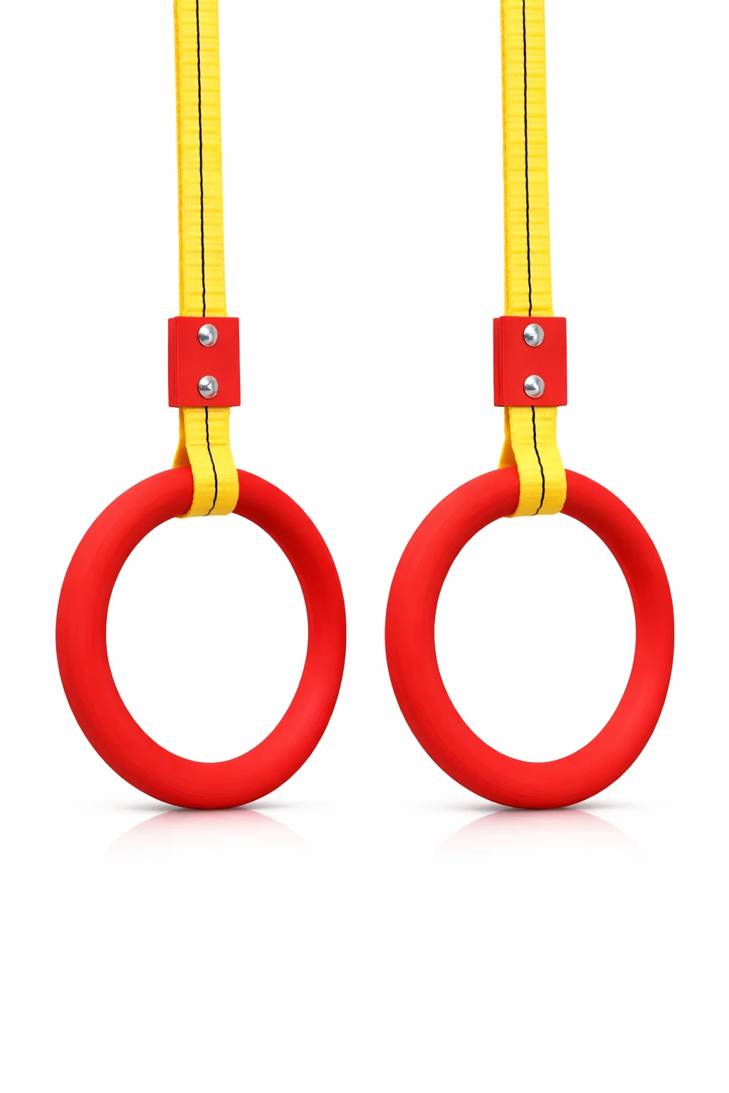 تصویر دار حلقه ژیمناستیک نوجوانان همراه با تسمه و اتصالات مخصوص 